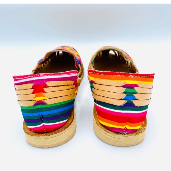 Armandos Rainbow Multi-Colored Huaraches Slip On Leather Woven Leather Shoes - Picture 3 of 6